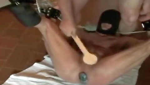 Sexy younger whimp hased by foot girls