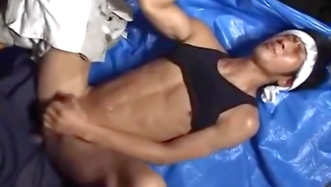 Mature asian milf gets fucked by two guys